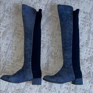 Stuart Weitzman 5050 Blue Suede/Black Stretch Boots